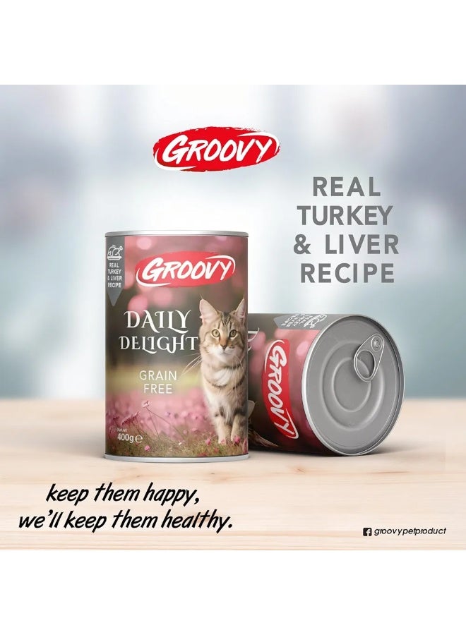 Groovy Daily Delight wet cat food with Turkey and liver 400g - Image 2